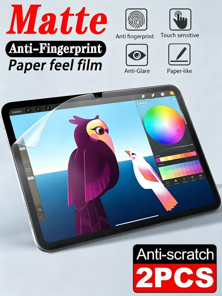 2Pcs Matte Paper Like Tablet Screen Protector, Anti Glare Anti Fingerprint Anti Scratch Soft Film For Writing Drawing Office Use, Compatible With IPad Air Pro 11" 13" 5th-11th Gen, Compatible With Samsung Galaxy Tab S10+ S11 S9 FE A9 A9+ 12.4", Compatible With Xiaomi Pad, Compatible With Huawei Matepad Honor Pad