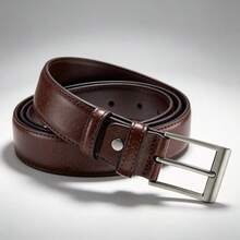 1pc Men's Buckle Belt, Alloy Scratch-Resistant Metal Buckle, Fashion Accessory | Exquisite Appearance | High-Quality Leather, Ideal Gift For Father And Husband - Brown - View 5
