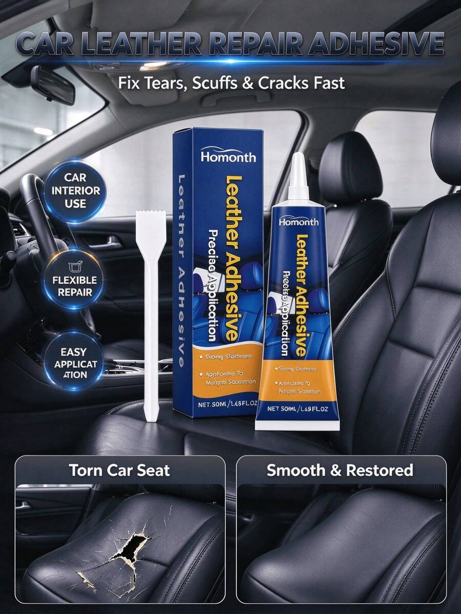 Homonth 皮革黏著膠，精準塗抹，適用於汽車皮革修補，易於使用