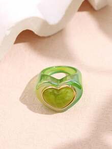Cincin Hati Resin Warna-warni Gaya Harajuku Y2K Kreatif, Cocok Sebagai Hadiah Untuk Keluarga dan Teman - MultiWarna - View 19