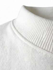 Women's Loose Fit Plus Size Long Solid Color Small Stand Collar Sweatshirt, Suitable For Winter And Spring, Wardrobe Essential, Daily Wear, Office Casual - White - View 7