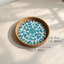 Handmade Woven Rattan Decorative Plate, Diameter 5.51 Inches, Height 0.984 Inches, Colorful Shell Decorative Plate, Home Rattan Decorative Plate - Multicolor - View 50