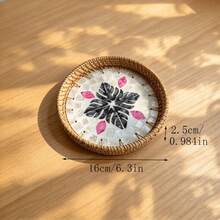 Handmade Woven Rattan Decorative Plate, Diameter 5.51 Inches, Height 0.984 Inches, Colorful Shell Decorative Plate, Home Rattan Decorative Plate - Multicolor - View 48