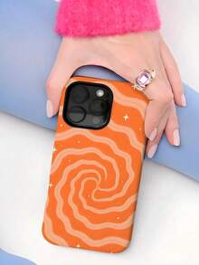 1pc Orange Cream Swirl Marble Pattern 2 In 1 Film Phone Case,Compatible With IPhone 18 Pro Max 17 Pro Max 16 Pro Max 15 Pro Max 14 Pro Max & 11/12/13/14/15/16/17/18 Pro/Plus - Orange - View 5