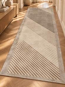 Pinkie Home - 1pc Digital Print Non-Slip Rug Apricot Beige Geometric Minimalist Living Room Rug, Suitable For Kitchen, Dining Room, Bedroom, Room Holiday Decor, Indoor/Outdoor, Office, Lobby, Anti-Slip Doormat, Bathroom Rug, Hallway, Home Decor - Maroon - View 2