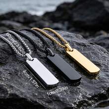 Kalung Liontin Persegi Panjang Pria yang Modis dan Populer, Terbuat dari Baja Tahan Karat, Cocok sebagai Hadiah Perhiasan dan untuk Tampilan yang Bergaya. - MultiWarna - View 2