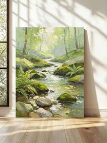 DIY Green Forest Stream (Frameless Or Framed 8x12 / 16x20 Inches) Paint By Numbers Kit(Acrylic) Arts & Crafts For Adult Beginners, Home Wall Decor, And Unique Holiday Gifts For Relaxing Painting Sessions - Sets - View 3