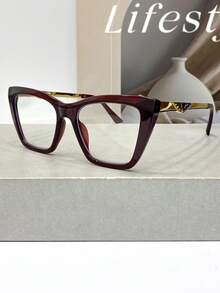 1 Pair Women's Premium Cat Eye Glasses, Metal Decorated Temple, Multi-Color Frame Options With Transparent Lenses, Suitable For Daily Commute, Office, Party And Holiday Wear - Multicolor - View 9