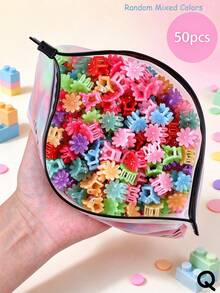 50pcs Girls Kids Colorful Floral Bow Rabbit Ear Butterfly Hair Clips, Rainbow Y2K Small Hair Clips, Daily Use Hair Accessories - Multicolor - View 28