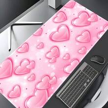 1 buah Alas Mouse Gaming Ekstra Besar Motif Hati Merah Muda yang Lucu, Alas Karet Anti Selip, Permukaan Kain Lembut Berjahit, Alas Meja Ukuran Besar, Cocok untuk Kantor, Rumah, Bermain Game, Belajar, Hadiah Sempurna untuk Teman, Remaja, dan Gamer - View 5