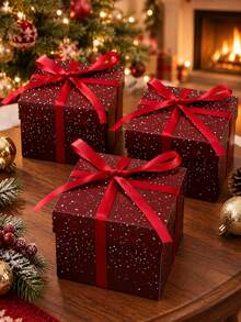1Set Christmas Gift Box Surprise Box Explosion Gift Box DIY Photo Gift Box For DIY Christmas Memory Box, Surprise Box With Mini Gift Box.Christmas Photo Explosion Box For Friends, Red Ribbon Surprise Gift Box Holiday Gift For Friends; - Multicolor - View 3