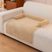 1pc Plush Pet Bed Mat, Sofa Bed, Non-Slip, Washable Sofa Protector Pad With Cushion, Pet Furniture Cover, Suitable For Dogs And Cats - Camel - View 11