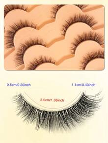 ENCHUW 7 Pairs Eyelashes Natural Look Wispy Eye Lashes Clear Band Lashes 3D Fluffy Soft Fake EyeLashes Extension False Eyelashes - Black - View 4