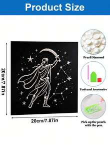 Handmade Pearl Painting Set, Moon Goddess Pearl Pattern Design, Full Set Of Hand Tools, Wall Decoration, Holiday Gifts. - A - View 5