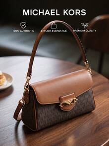 Michael Kors Women's MK Fleur Crossbody Bag, Convertible Flap Shoulder Bag, Fashion Handbag With Detachable Strap - Brown - View 1
