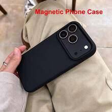 超薄原裝液態矽膠磁吸手機殼，適用於 iPhone 18 Pro Max 18 Pro，三層軟膠防震保護殼，防刮微纖維內襯，適用於 iPhone 17 Pro Max 16 Pro Max 15 14 13 12 Mini 11 - 黑色 - 查看 2