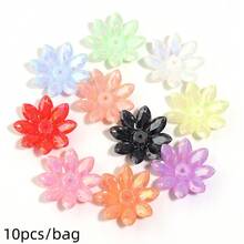 10pcs/Pack Acrylic Iridescent Lotus Cream Beads, Multi-Color Transparent Flower Caps, DIY Bracelet Necklace Earring Pendant Jewelry Making Accessories - Hanadama - View 8