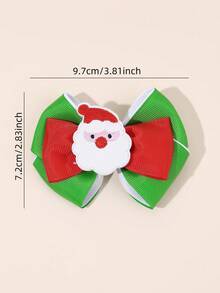 2pcs Christmas Santa Grosgrain Ribbon Hair Bows For Girls Cute Alligators Clips Fall Winter Festival Party Gift Hair Clips Kids Hair Accessories - Multicolor - View 8