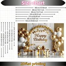 1PC, 2D Flat, Happy Birthday Theme Background Banner, White & Gold Gift Box Bow Birthday Backdrop, Polyester Material, Suitable For Indoor/Outdoor Decoration, Birthday Party Decor, Room Decoration, Birthday Photo Backdrop, Birthday Decoration - A - View 7