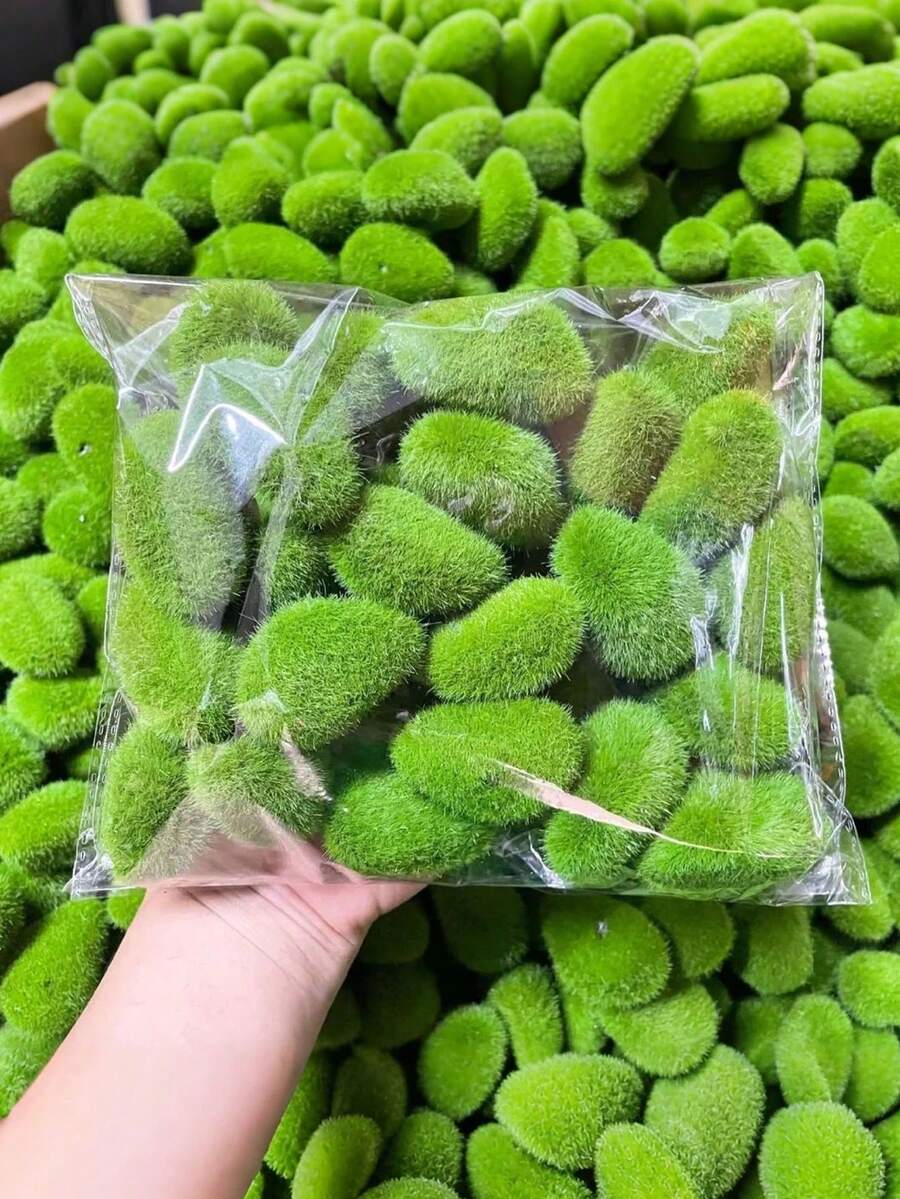 10pcs 3 Sizes Artificial Moss Stone Decor, Green Moss Balls, Moss Stones, Green Moss Covered Rocks, Faux Moss Decoration For Floral Arrangements, Fairy Gardens And DIY Crafts - A - View 1