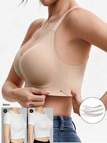 Wireless Jelly Bra-Removable Cups, Comfortable & Soft Women Fashion Bra, Everyday Wear - Khaki - View 3