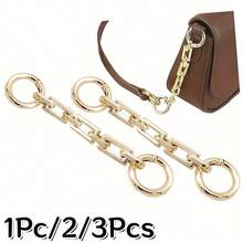 1Pc/2/3Pcs Bag Extension Chain Gold/Silver Color Optional Modification Accessory Chain Metal Texture Extended Chain Compatible With Underarm Bag Crossbody Bag Shoulder Strap Extension Buckle - Multicolor - View 13