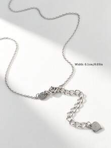 Dây chuyền bạc Sterling 925 mảnh cho nữ, chuỗi xích vân chéo tối giản dễ phối đồ, dây chuyền xương quai xanh đa năng để phối lớp, phụ kiện đi làm hàng ngày - Bạc - Xem 3