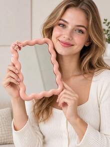 Wavy Style Makeup Mirror High-Definition Vanity Mirror With Bow Decor Desktop Standing And Wall-Mountable For Room Decoration Back-To-School Dorm Supplies - Multicolor - View 10