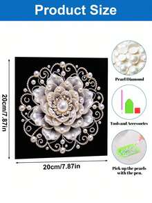 Handmade Pearl Painting Set, Flower Pattern Design Developed By Pearls, Full Set Of Hand Tools, Wall Decoration, Holiday Gifts. - A - View 5
