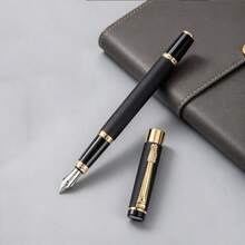 A High-End Matte Black Fountain Pen / High-Quality Metal Calligraphy Pen / Smooth Ink Flow / Suitable For Students, Offices And Business Gifts / Elegant Pen For Students' Calligraphy Practice - Fountain Pen - View 5