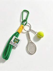 1pcTennis Racket Keychain, Colorful Braided Lanyard, Cute Ins Style Bag Charm, Sporty Key Ring Pendant Gift For Students - Multicolor - View 9
