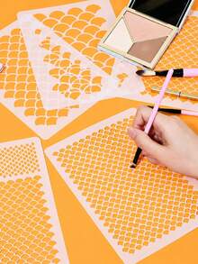 5/1pc Mermaid Scale Stencils, Reusable Fish Scale Makeup Stencils, Large Plastic Scale Wall Stencils, Suitable For Face And Body Painting - Multicolor - View 2
