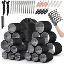 53 cái lô cuốn tóc kèm kẹp, 4 kích cỡ cho tóc dài lớn, trung bình, ngắn, tóc dày và tóc mỏng, tạo độ phồng, nâng tóc và tạo kiểu DIY - Nhiều màu - Xem 1