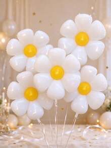 1pc Medium Daisy Balloons Large Flower Balloons White Daisy Party Decorations Large Foil Mylar Balloons Birthday Decorations Wedding Decorations - Multicolor - View 5