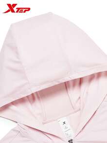 XTEP Knit Hooded Top | Women's Summer New Slim Waist Lightweight Ice Silk Sun Protection Skin Jacket Outdoor Milkshake Pink - Milkshake Powder - View 5
