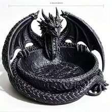 1 khay lưu trữ resin hình rồng xoắn màu đen, đĩa trưng bày tinh thể quặng phong cách phù thủy Gothic, hộp đựng đa năng cho trang sức, chìa khóa, đồng xu, quà tặng trang trí bàn làm việc tâm linh Wicca Altar - Nhiều màu - Xem 2