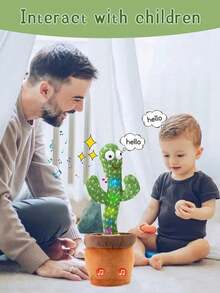 1 buah Kaktus Menari, Bunga Ajaib, Rekaman Berulang, Boneka Bercahaya, Boneka Plush Kreatif dengan Tubuh yang Dapat Diputar, Bernyanyi, Mainan Lelucon Penghilang Stres untuk Remaja - MultiWarna - View 4
