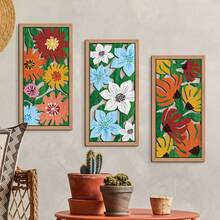 Floral Line Geometric Wooden Abstract Living Room Wall Decor Hanging Hollow Carved Wooden Panel - Multicolor - View 4
