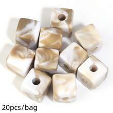 20pcs/Pack Acrylic Dual-Color Glazed Large Hole Square Beads, Chinese Style Dual-Color Square Perforated Beads, DIY Beaded Phone Chain Keychain Accessories Spacer Beads, Jewelry Making Accessories - Square Beads - View 21