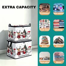 1pc 2D Foldable Zipper Storage Bag, Christmas Family Photo Print, Thickened Large Capacity Organizer With Reinforced Handle, Suitable For Clothes, Bedding, Cosmetics, Wardrobe, Under Bed Storage, Car Trunk, Office Moving. - View 6