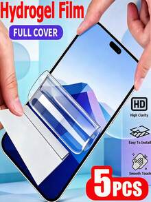 5Pcs HD Clear Hydrogel Screen Protector Compatible With IPhone Duo 18 17 16 Pro Max Plus, Full Coverage Self-Healing Anti-Scratch Bubble Free Easy Apply Case Friendly High Touch Sensitive Soft TPU Film - Clear - View 9