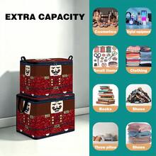 1pc 2D Foldable Zipper Storage Bag, Christmas Theme Nutcracker Soldier Pattern Print, Thickened Large Capacity Organizer With Reinforced Handle, Suitable For Clothing, Bedding, Cosmetics, Wardrobe, Under Bed Storage, Car Trunk, Office Moving - View 5