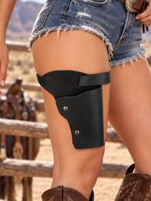 1PC Western Holster - Adjustable Cowboy Belt With Double Holder, Cosplay And Halloween Costume Accessory - ZSJ - View 1