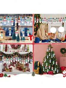 1/3 Set Christmas Snowman Wooden Beads, Random Snowman Head Shapes, With Jute Rope, Suitable For DIY Crafts, Christmas Party Decoration, Christmas Tree Decoration, Home Decor, Party Favors - Multicolor - View 7