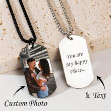 Personalized Colorful Photo For Men Custom Words Picture Steel Necklace With Laser UV Fashion Stainless Steel Calendar Text Picture - Colorful - View 6