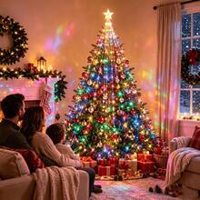 USB Christmas Tree Star Waterfall Lights, Popular Holiday Decoration Lights With Star-Shaped Pendant, Hanging Light Strings Create Beautiful Waterfall Lighting Effect. Available In 3 Specifications, 2M 196LEDs Version With 9 Light Strips, Multi-Layered Hanging Design. USB Powered, Plug And Play, Compatible With Power Bank, Adapter, Computer USB Port - USB Christmas Tree Star Waterfall Lights - View 8