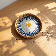 Handmade Woven Rattan Decorative Plate, Diameter 5.51 Inches, Height 0.984 Inches, Colorful Shell Decorative Plate, Home Rattan Decorative Plate - Multicolor - View 46