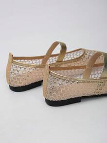 XfLadies' Sequined Mesh Flat Sole Shoes, Breathable And Comfortable, Suitable For Shopping/Casual Daily Wear. - Gold - View 8