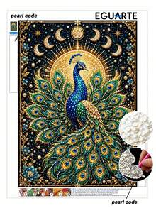 Peacock Pearl Diamond Painting, DIY Hand-Made Diamond Painting Kit, Including Pearls And Some Diamond Embellishments, Suitable For Home Decoration In The Living Room, Bedroom And Study Room, Suitable For Various Holiday Gifts - Sets - View 2