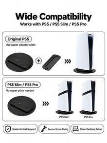 Jemdura Vertical Stand For PS-5 Pro/Slim (Compatible With Both Disc And Digital Editions) - Features A Round, Non-Slip Base; Offers Broad Compatibility And Easy Installation; Blends Seamlessly Into Your Gaming Setup-An Ideal Gaming Accessory. - View 5